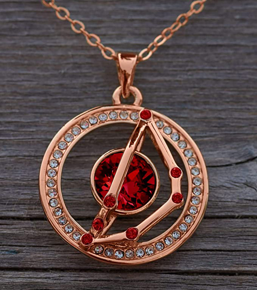 Capricorn Rose Gold Zodiac Constellation Pendant Necklace Made with Premium Crystal Horoscope Jewelry