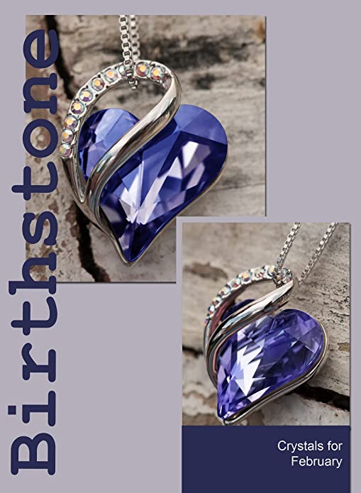 Infinity Tanzanite Purple February Birthstone Love Heart Pendant Necklace Made with Swarovski Crystals Birthstone