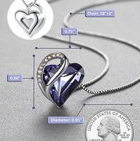 Infinity Tanzanite Purple February Birthstone Love Heart Pendant Necklace Made with Swarovski Crystals Birthstone