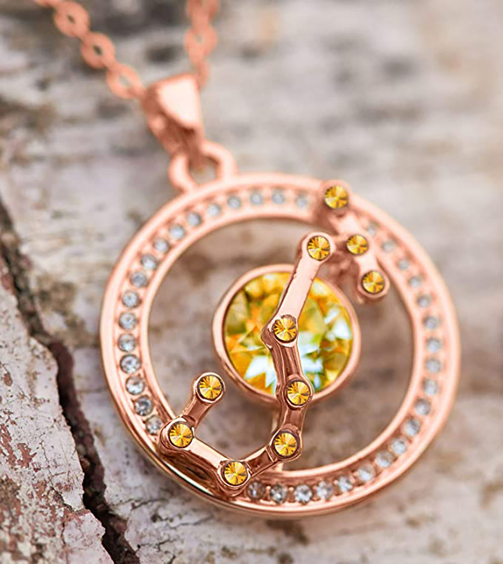 Scorpio Rose Gold Zodiac Constellation Pendant Necklace Made with Premium Crystal Horoscope Jewelry
