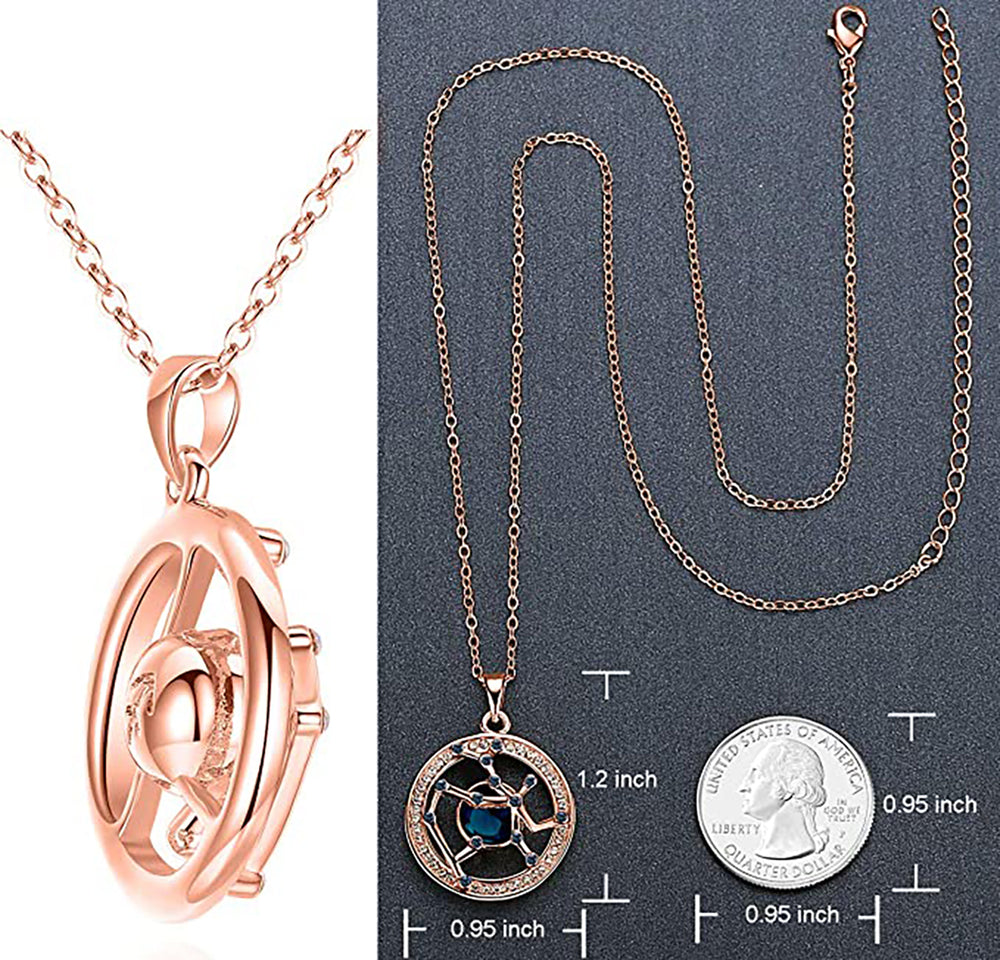 Sagittarius Rose Gold Zodiac Constellation Pendant Necklace Made with Premium Crystal Horoscope Jewelry