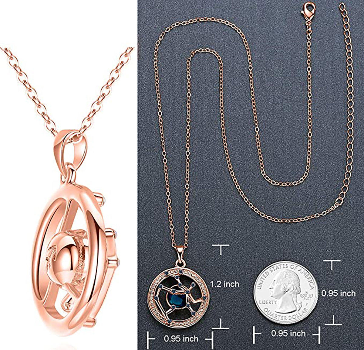 Sagittarius Rose Gold Zodiac Constellation Pendant Necklace Made with Premium Crystal Horoscope Jewelry
