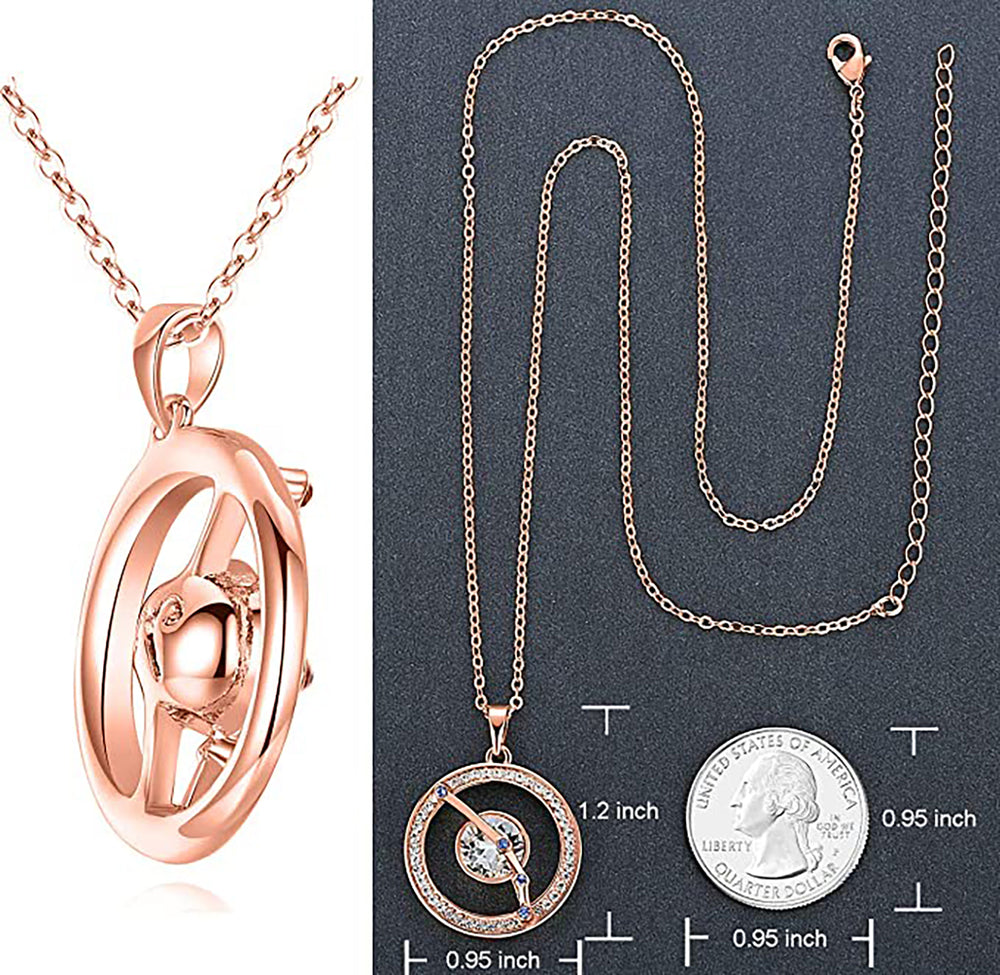 Aries Rose Gold Zodiac Constellation Pendant Necklace Made with Premium Crystal Horoscope Jewelry
