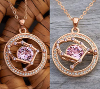 Gemini Rose Gold Zodiac Constellation Pendant Necklace Made with Premium Crystal Horoscope Jewelry