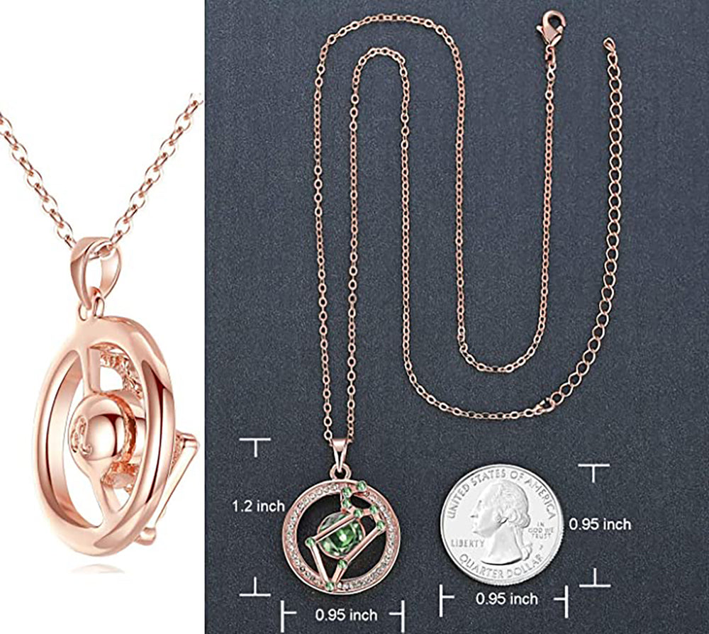 Leo Rose Gold Zodiac Constellation Pendant Necklace Made with Premium Crystal Horoscope Jewelry