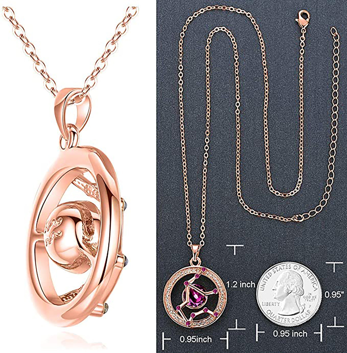 Aquarius Rose Gold Zodiac Constellation Pendant Necklace Made with Premium Crystal Horoscope Jewelry