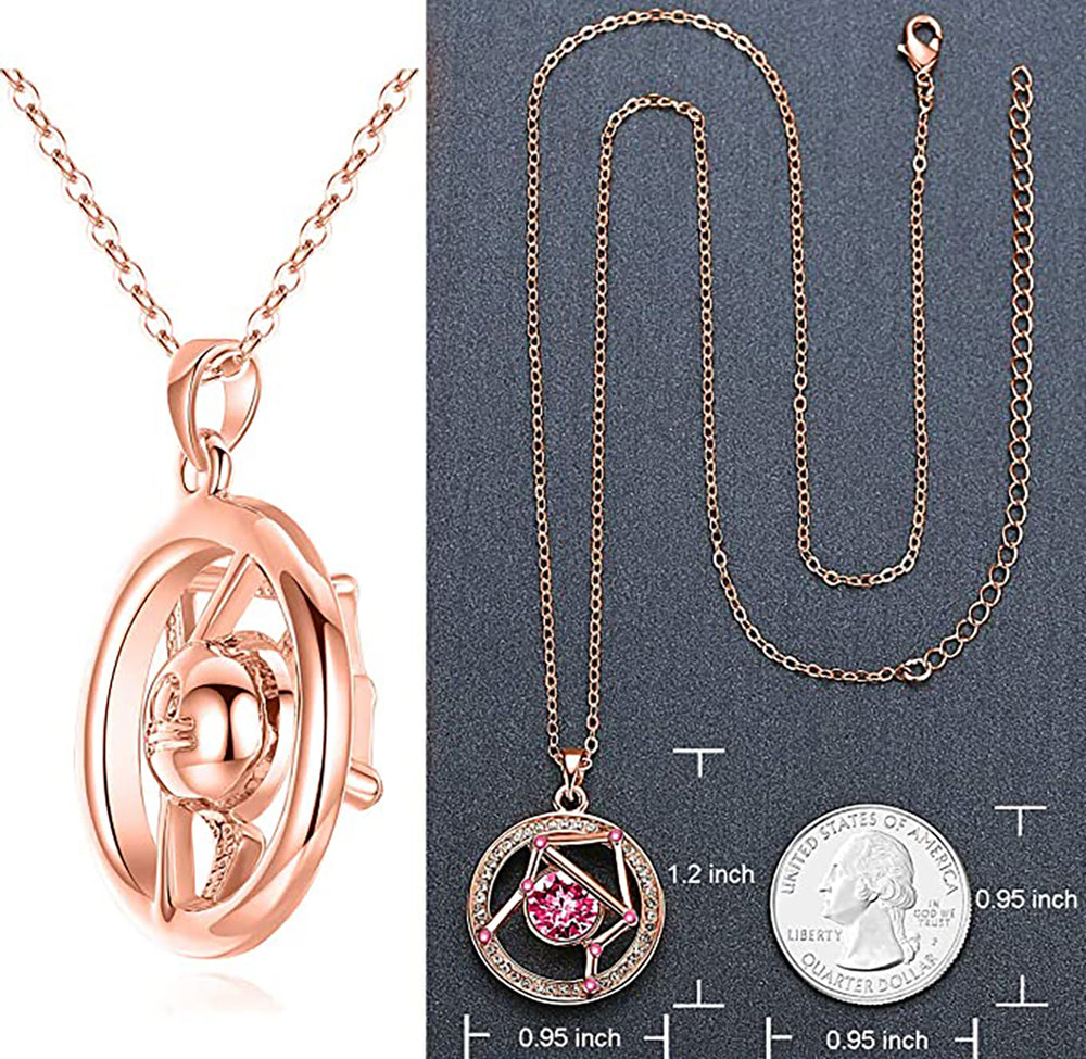 Libra Rose Gold Zodiac Constellation Pendant Necklace Made with Premium Crystal Horoscope Jewelry