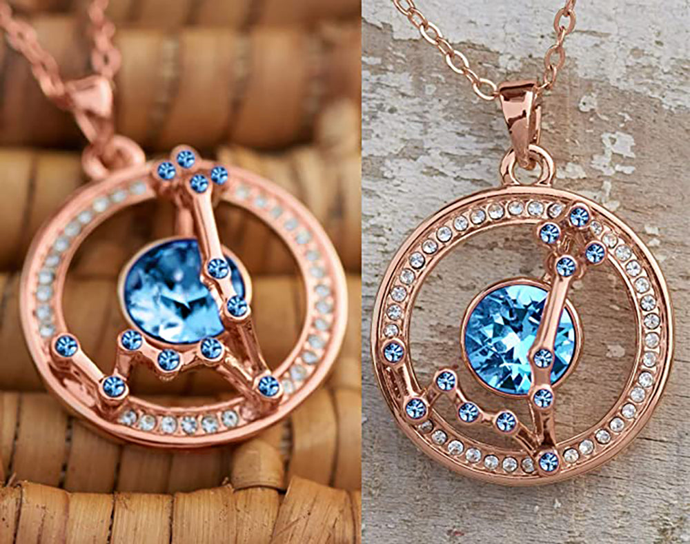 Pisces Rose Gold Zodiac Constellation Pendant Necklace Made with Premium Crystal Horoscope Jewelry