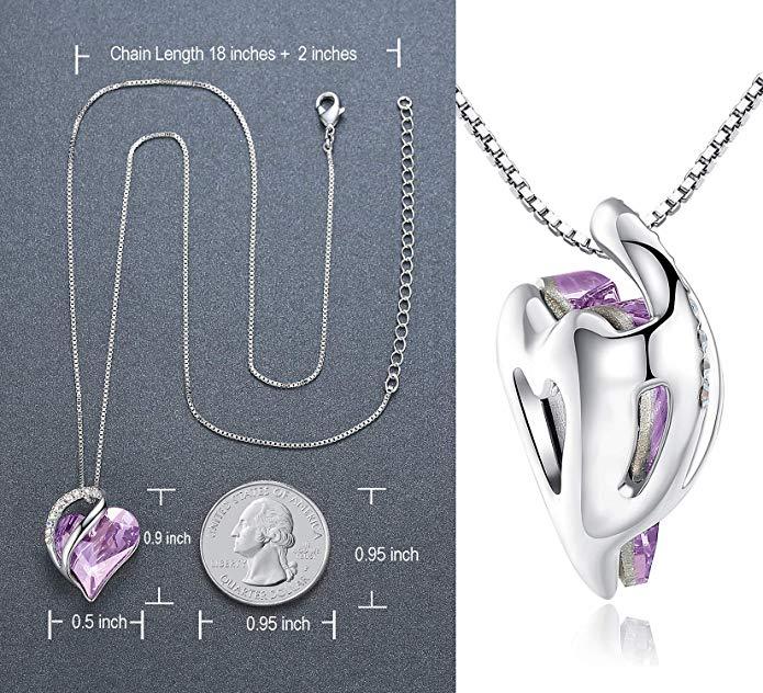 Infinity Alexandrite Light Purple June Birthstone Love Heart Pendant Necklace Made with Crystals Birthstone