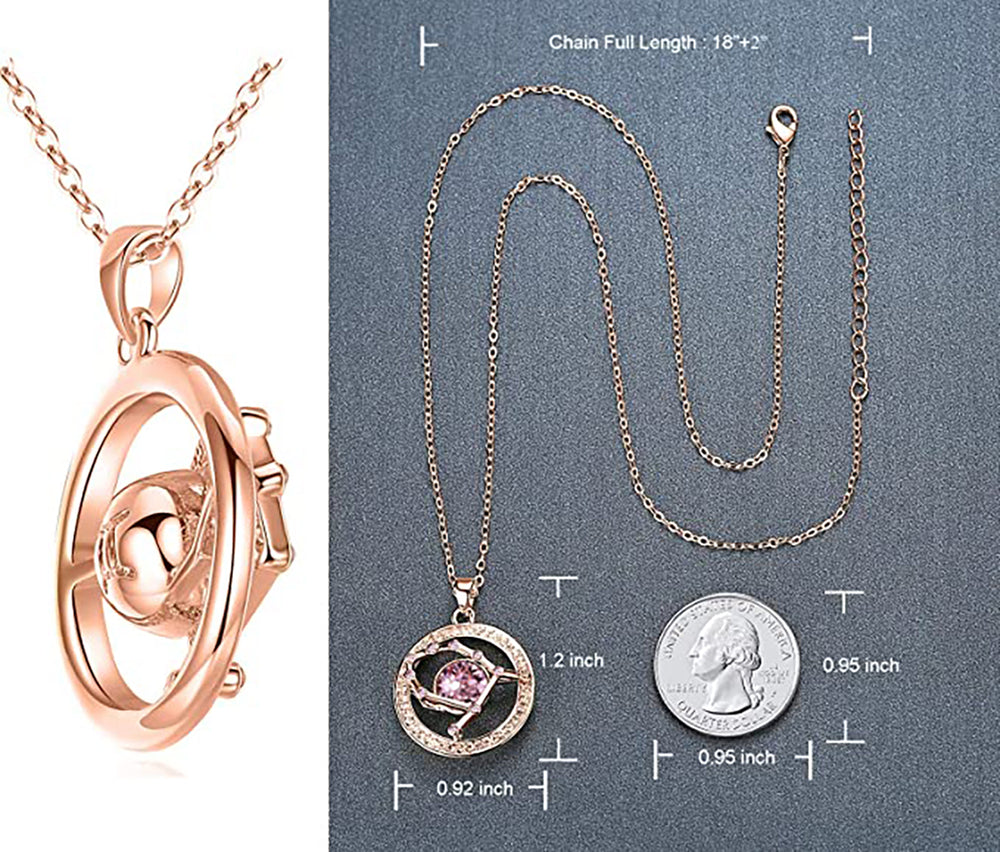 Gemini Rose Gold Zodiac Constellation Pendant Necklace Made with Premium Crystal Horoscope Jewelry