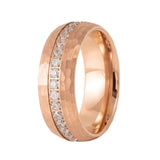 8mm Rose Gold Tungsten Ring, Tungsten Wedding Band with White Diamonds