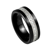 8mm Black Tungsten Carbide Wedding Ring with Cubic Zircon Diamonds