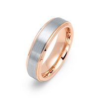6mm - Rose Gold Tungsten Carbide Wedding Ring, Brushed Center