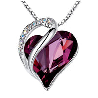 Infinity Love Heart Pendant Necklace Amethyst Dark Pink February Birthstone Made with Swarovski Crystals Birthstone Jewelry