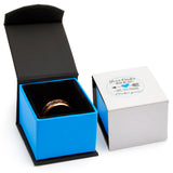 8mm- Black Tungsten wedding Ring W/ Double Barrel Blue Glitter Inlay Ring,