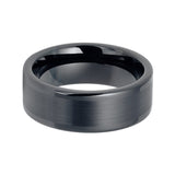 8mm Gunmetal Tungsten Carbide Wedding Ring W/ Brushed Center Pipe cut