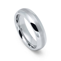 6mm Silver Tungsten Carbide Wedding Band with Brushed Center