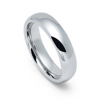 6mm - Silver Tungsten Carbide Wedding Band High Polished Dome Shape Ring