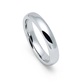 4mm - Silver Tungsten Carbide Wedding Band High Polished Dome Shape Ring