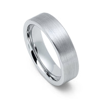 6mm - Silver Tungsten Wedding Ring, Brushed Flat Top Ring,