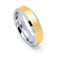 6mm - Tungsten Carbide Wedding Band Polished Yellow Gold Ring
