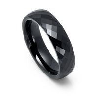 6mm Black Diamond Faceted Tungsten Carbide Wedding Ring