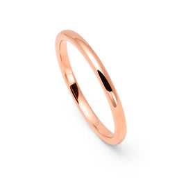 2mm High Polish Rose Gold Tungsten Wedding Band Dome Shaped