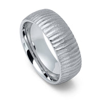 8mm - Silver Tungsten Wedding Band, Tree Bark Finish, Wedding Ring,