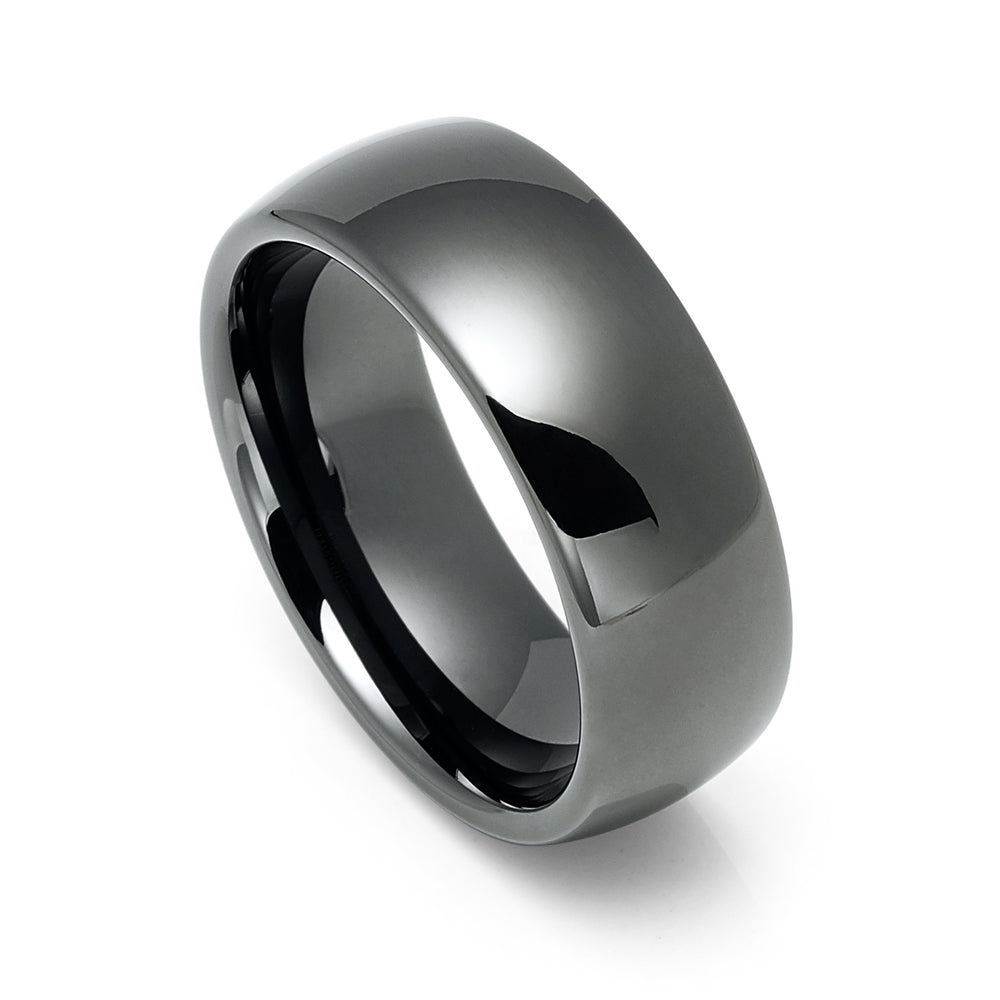 8mm Classic Dome Shape Gunmetal Tungsten Carbide Wedding Band