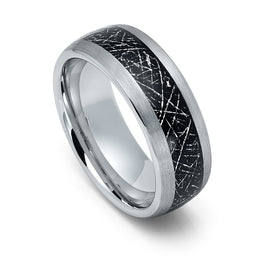 8mm Black Meteorite Tungsten Carbide Wedding Ring