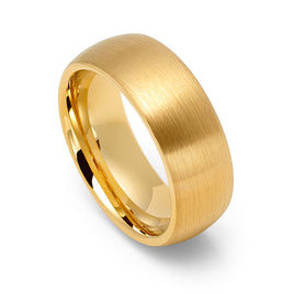 8mm - 14k Yellow Gold Tungsten Wedding band Brushed Finish, Men's and Women's