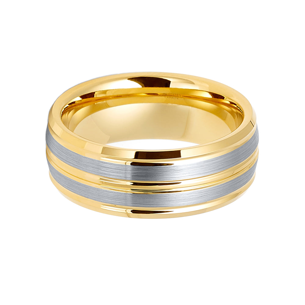 8mm - Yellow Gold Tungsten Carbide Wedding Band, Yellow Gold Tungsten Ring, Men's Ring