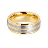 8mm - Yellow Gold Tungsten Carbide Wedding Band, Yellow Gold Tungsten Ring, Men's Ring