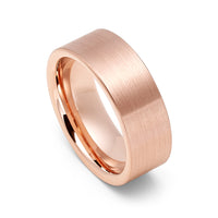 8mm - Rose Gold Tungsten Wedding Band, Pipe Cut Brushed Tungsten Ring,