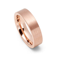 6mm - Rose Gold Tungsten Wedding Band, Pipe Cut Brushed Tungsten Ring,