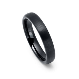 4mm- Black Tungsten Wedding Band Brush Finish Ring