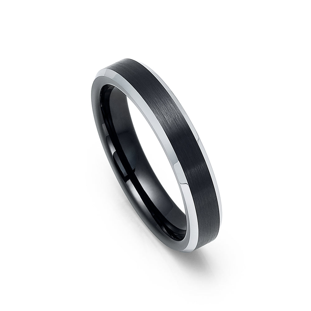 4mm Wide Tungsten Carbide Wedding Band – Brushed Black With Blue Interior, Comfort Fit, Sizes 5-12 - View #4