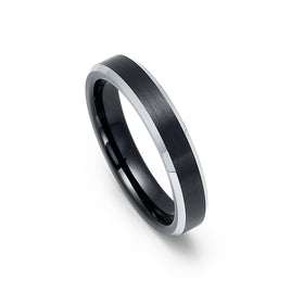 4mm Black Tungsten Carbide Wedding Ring with Brushed Center