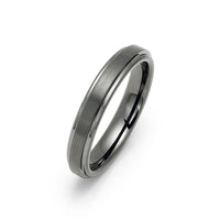 4mm Gunmetal Tungsten Carbide Wedding Band with Stepped Edges