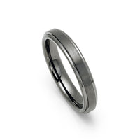 4mm Gunmetal Tungsten Carbide Wedding Band with Stepped Edges