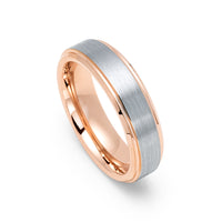 6mm - Rose Gold Tungsten Carbide Wedding Ring, Brushed Center