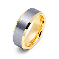 8mm Yellow Gold Tungsten Carbide Wedding Ring Brushed Center