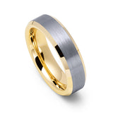 6mm Yellow Gold Tungsten Carbide Wedding Ring Brushed Center