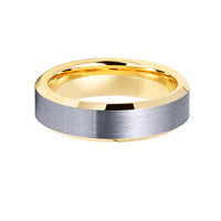 6mm Yellow Gold Tungsten Carbide Wedding Ring Brushed Center