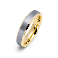 4mm Yellow Gold Tungsten Carbide Wedding Ring Brushed Center