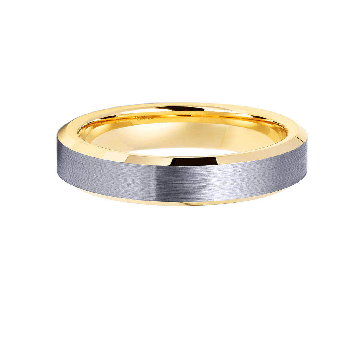 4mm Yellow Gold Tungsten Carbide Wedding Ring Brushed Center