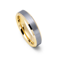 4mm Yellow Gold Tungsten Carbide Wedding Ring Brushed Center