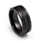 8mm - Mens Tungsten Wedding Band, Brushed Black CZ Diamonds, Tungsten Ring