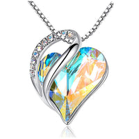 Infinity Love Heart Pendant Necklace - Opal White Color Crystal - April Birthstone Made with Swarovski Crystals