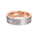 6mm Rose Gold Tungsten Carbide Wedding Ring Brushed Center W/ Rose Gold Groove